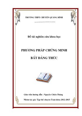 Đề tài nghiên cứu khoa học phương pháp chứng minh bất đẳng thức
